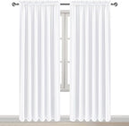 DWCN White Curtains for Living Room Thermal Insulated, 50% Light Blocking Curtains for Bedroom, Dining Room Window, W 70x L 84 Inch, Set of 2 Rod Pocket Curtain Panels