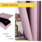 NICETOWN Blackout Curtain Panels for Bedroom, 2 Panels, W42 x L60 inches, Baby Pink, Thermal Insulated Grommet Top Blackout Draperies and Drapes