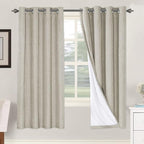 H.VERSAILTEX 100% Blackout Curtains for Bedroom Thermal Insulated Linen Textured Curtains Heat and Full Light Blocking Drapes Living Room Curtains 2 Panel Sets, Cobblestone, 52x72 Inch