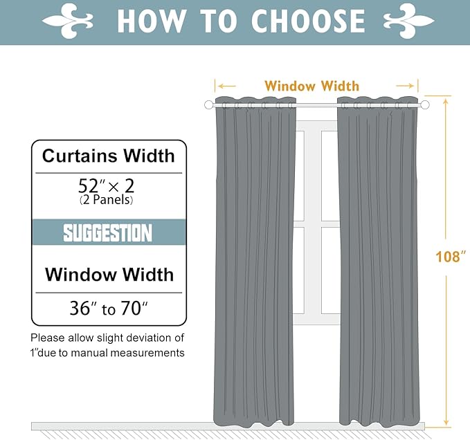 ChrisDowa Blackout Curtains for Bedroom and Living Room 108 Inches Long