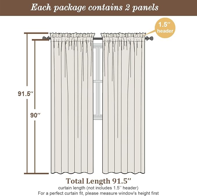 Chyhomenyc Sheer Curtains 90 inches Long 2 Panels - Light Filtering Soft Airy Solid Elegant Voile Window Treatment Drapes for Bedroom Living Room, 42Wx90L Inches, Denim Blue