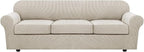 H.VERSAILTEX 4 Piece Stretch Sofa Covers for 3 Cushion Couch Covers for Living Room Furniture Slipcovers (Base Cover Plus 3 Seat Cushion Covers) Thicker Jacquard Fabric (Large Sofa, Island Fossi)
