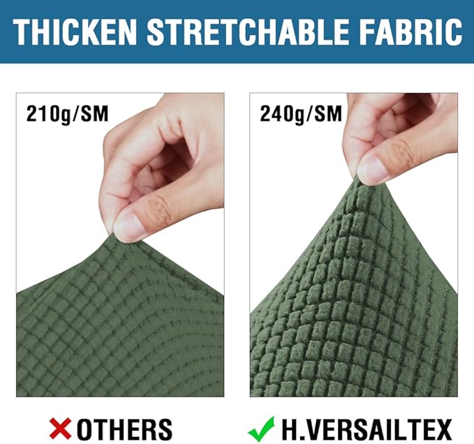 H.VERSAILTEX 4 Piece Stretch Sofa Covers for 3 Cushion Couch Covers for Living Room Furniture Slipcovers (Base Cover Plus 3 Seat Cushion Covers) Upgraded Thicker Jacquard Fabric (Sofa, Bronze Green)