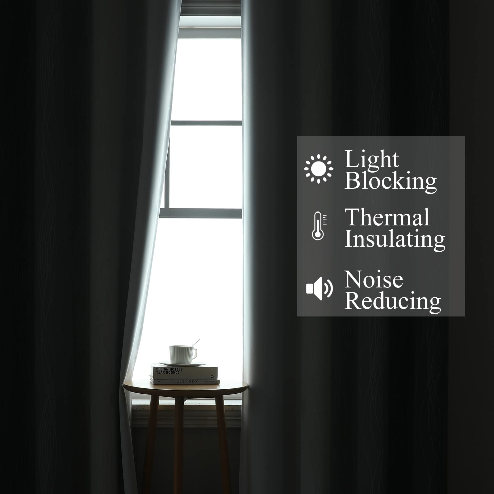 Gray and Greyish White Ombre Blackout Curtains for Bedroom 63 Inch Long