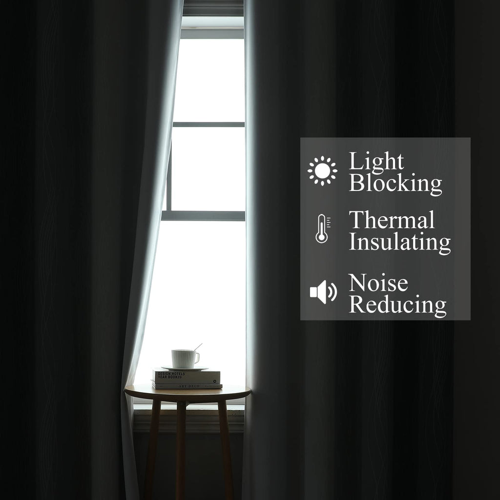Grey and Greyish White Ombre Blackout Curtains for Bedroom 45 Inch Long