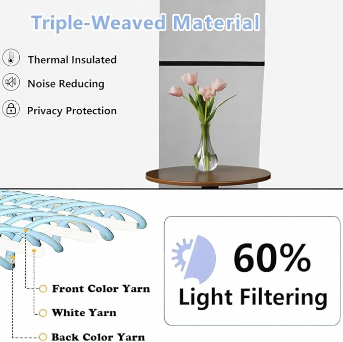 Simplebrand Ava Ivory Short 36 Inches Light Filtering Curtain 2 Panels Set, Half Window Rod Pocket Privacy Curtain Tiers for Kitchen, Curtains Light Filtering for Bathroom, W40 x L36 Inch, Ivory