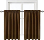DWCN Short Brown Blackout Curtains for Half Window, Thermal Insulated Energy Saving Room Darkening Curtains for Kitchen/Bedroom (W60 x L36 inch, Set of 2 Panels, Top of Rod Pocket)