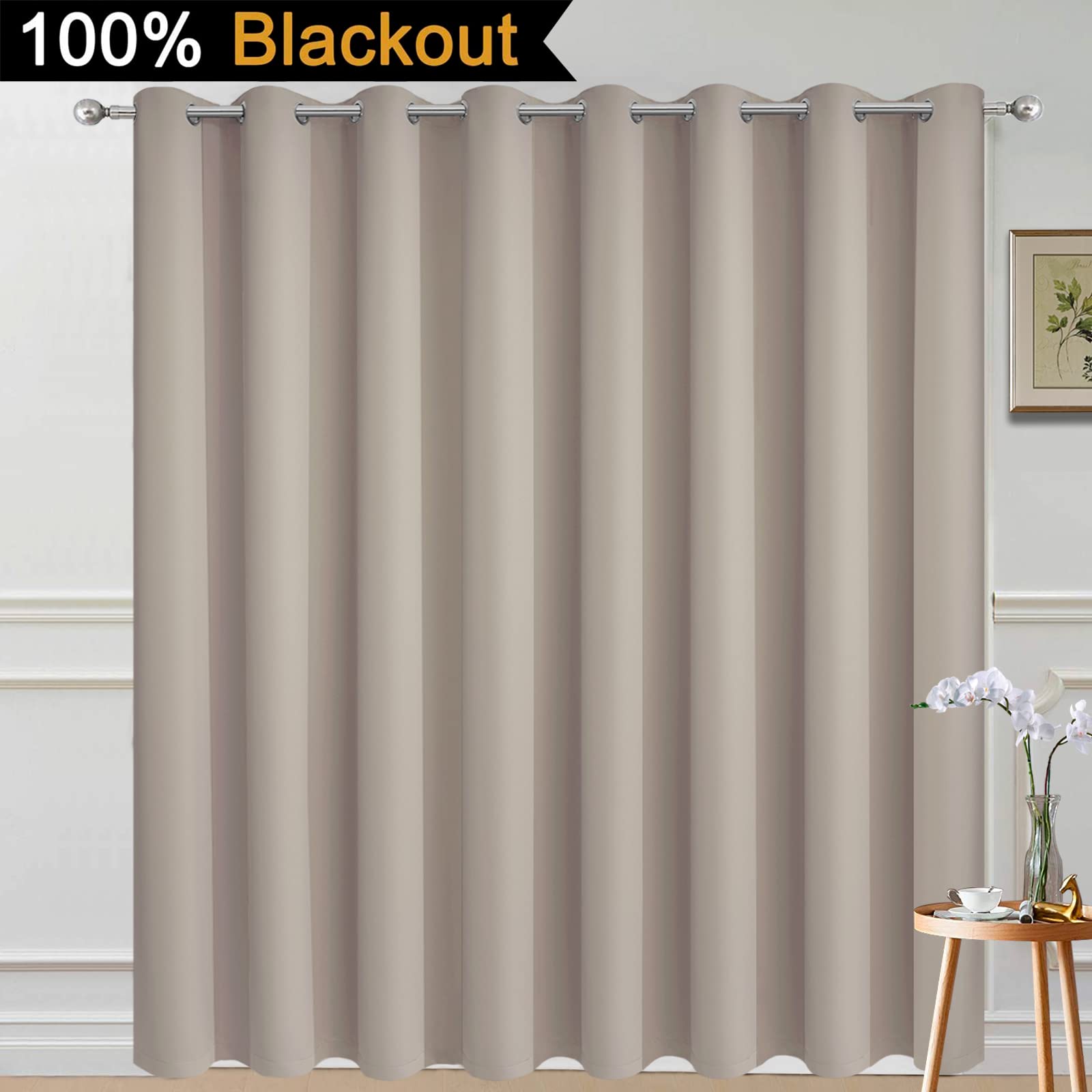 Yakamok Natural 100% Blackout Patio Door Curtain Panels W100 x L84,1 Panel