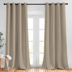 NICETOWN Taupe Blackout Curtains for Living Room, Grommet Thermal Insulated Room Darkening Window Treatments Sound Proof Drapes for Bedroom/Boys Room, 2 Panels, W52 x L90