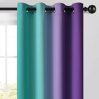 Yakamok Ombre Teal and Purple Curtains for Bedroom, Gradient Room Darkening Curtains, Grommet Thermal Insulated Light Blocking Window Drapes/Curtain for Living Room,52 x 63 Inch,2 Panels