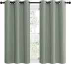 NICETOWN Greyish Green Room Darkening Curtains for Kitchen, Window Treatment Thermal Insulated Solid Grommet Room Darkening Curtains/Drapes for Bedroom (Set of 2, 42 inches Wide by 50 inches Long)