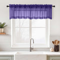 Ebesto Purple Valances for Windows 14 inch Length 2 Panels Set, Small Voile Sheer Curtains for Bathroom, Soft Fabric Lightweight Light Filtering Kitchen Curtains, Dual Rod Pocket, 2x42Wx14L Inches