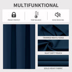 Joydeco Blackout Curtains 90 inch Long 2 Panels Set, Thermal Insulated Long Curtains & Drapes 2 Burg, Room Darkening Grommet Drapes for Bedroom Living Room Windows (Navy Blue, W52 x L90 Inch)