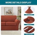 Turquoize 4 Piece Sofa Covers for 3 Cushion Couch Sofa Slipcover Soft Couch Cover for Dogs Washable Furniture Cover with 3 Individual Large Cushion Covers Feature Fabric (Large Sofa, Rust)