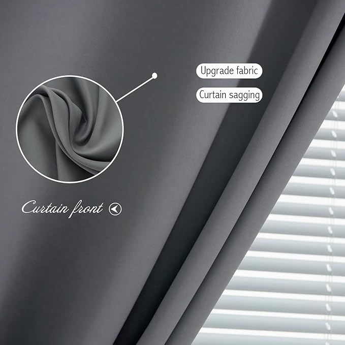 Sovtfides Magic Tape Blackout Curtains for Bedroom No Drillng Self Adhesive Curtains No Rod Small Window, 47" W X 84" L, Grey, 1 Panel