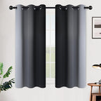 SimpleHome Ombre Room Darkening Curtains 54 inches Length for Bedroom,Grommet Gradient Light Blocking Black Gradient Window Curtains for Living Room,2 Panels, 42x54 inches