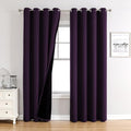 ChrisDowa 100% Blackout Curtains 102 inch Long for Bedroom with Black Liner, 2 Thick Layers Total Blackout Thermal Insulated Grommet Window Curtains 2 Panels Set (Royal Purple, 52 x 102 Inch)