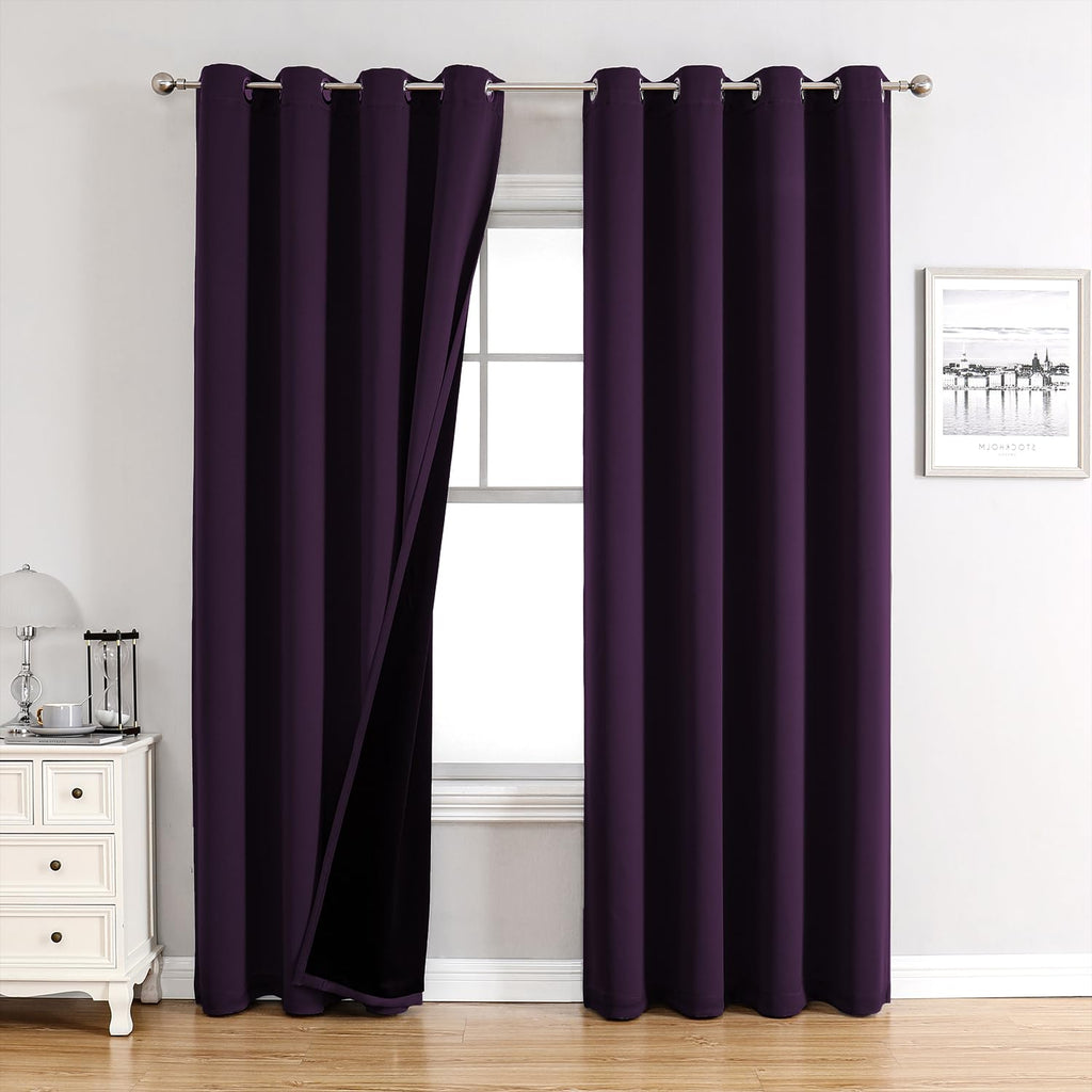 ChrisDowa 100% Blackout Curtains for Bedroom 120 Inches Long 2 Panels Set