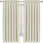 DWCN Blackout Curtains for Living Room Thermal Insulated, Energy Saving & Noise Reducing Bedroom Curtains, Light Beige, W 70x L 72 Inch, Set of 2 Rod Pocket Curtain Panels