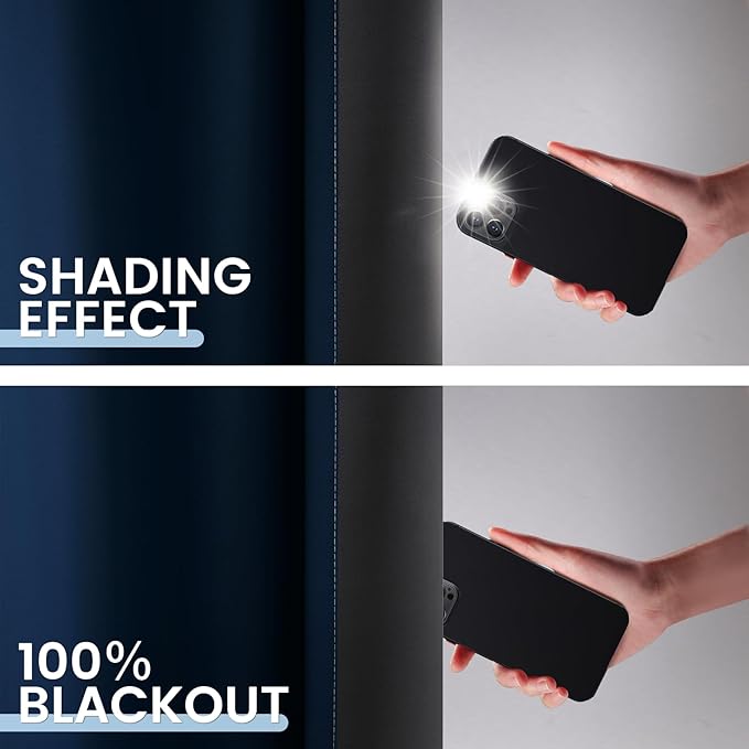 SimpleHome Blue Ombre 100% Blackout Curtains for Bedroom 84 Inches Long, Room Darkening Thermal Insulated Grommet Curtains for Living Room, 2 Panels, 52x84 inches Length