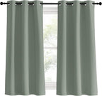 NICETOWN Bedroom Curtain Panels Blackout Draperies, 1 Pair, 34 by 60 inches, Greyish Green, Thermal Insulated Solid Grommet Blackout Curtains/Drapes