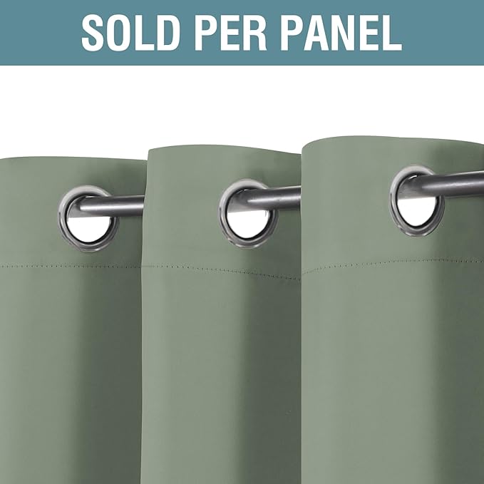 H.VERSAILTEX Blackout Curtain for Living Room Thermal Insulated Window Treatment Curtain Extra Long 108 inch Length Energy Saving Solid Grommet Top Blackout Drape, One Panel, Cyan, 52" W x 108" L
