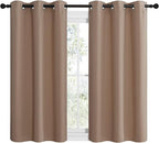 NICETOWN Cappuccino Small Window Kitchen Blackout Curtains, Thermal Insulated Solid Grommet Blackout Short Drapes for Bedroom (Set of 2, 42 by 48 Inch)