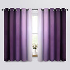 Yakamok Thermal Insulated Ombre Curtains 63 Inch Length 2 Panels, Greyish White and Purple Light Blocking Gradient Color Curtains, Room Darkening Grommet Window Drapes for Bedroom