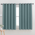 NICETOWN Thermal Insulated Greyish Blue Blackout Curtains for Bedroom, Window Treatment Solid Grommet Room Darkening Drape Panels for Bedroom (Set of 2, 70 by 63 inches Long)
