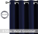 Yakamok Blackout Curtains 96 Inches Long Set of 2 Panels with Grommet Thermal Insulated Light Blocking Window Drapes for Bedroom/Living Room, Navy Blue Color, W52 x L96