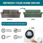 Turquoize 4 Piece Sofa Covers for 3 Cushion Couch Sofa Slipcover Soft Couch Cover for Dogs Washable Furniture Cover with 3 Individual Large Cushion Covers Feature Fabric (Large Sofa, Loden Frost)