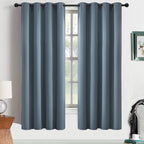 Yakamok Light Blocking Room Darkening Thermal Curtain Panels Blackout Curtains Solid Grommet Top Window Drapes/Panels for Bedroom/Living Room(52x63 Inch, Stone Blue, 2 Panels)