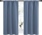 NICETOWN RV Blackout Curtains for Camper Windows, Short Blackout Curtains & Drapes, Thermal Insulated Blackout Curtain Panels for Kids Room, Play Room (Stone Blue, 34" Wide by 40" Long, 2 PCs)