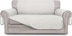 Easy-Going Reversible Loveseat Couch Cover for 2 Cushion Couch Sofa Cover for Dogs Water Resistant Furniture Protector with Foam Sticks Elastic Straps for Pet (Loveseat, Ivory/Ivory)
