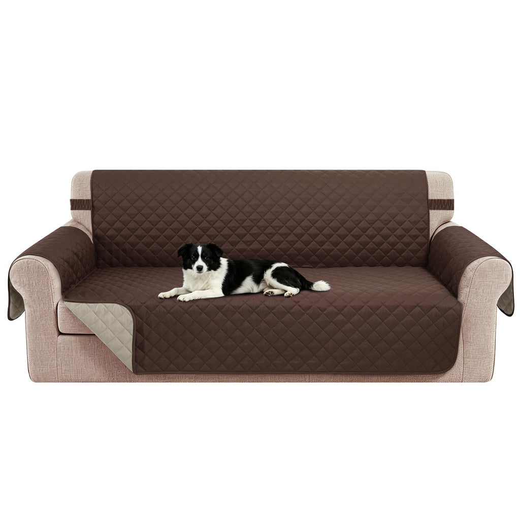 Luxshare Home Reversible Couch Cover for 3 Cushion, Sofa, Chocolate/Beige