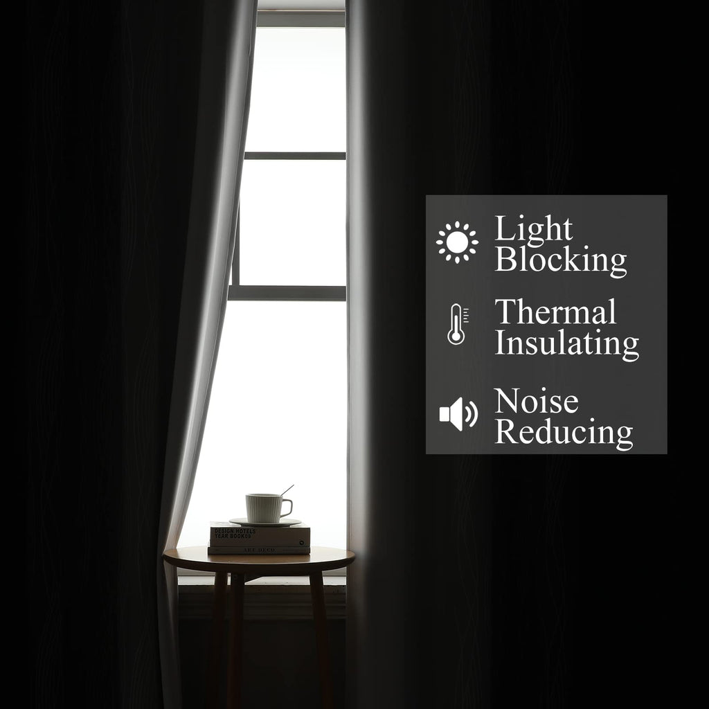 Black and Greyish White Ombre Blackout Curtains for Bedroom 108 Inches Long