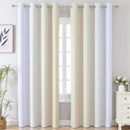 Estelar Textiler Beige and Greyish White Blackout Curtains 102 Inches Long for Bedroom, Thermal Insulated Full Room Darkening Grommet Gradient Drapes for Living Room, 52Wx102L, 2 Panels