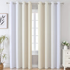 Beige and Greyish White Ombre Blackout Curtains Living Room 84 Inches Long