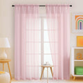 Ebesto Blush Pink Sheer Curtains 90 Inches Long 2 Panels, Light Filtering Solid Sheer Curtains for Bedroom Living Room, Lightweight Soft Airy Voile Sheer Drapes, Dual Rod Pocket, 2x42Wx90L Inches