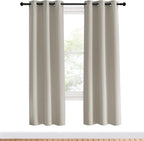 NICETOWN Blackout Curtains for Bedroom, Natural, 34 inches by 70 inches Long Curtains & Drapes for Living Room, Thermal Insulated Window Treatment Draperies for Nursery