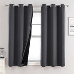 ChrisDowa 100% Blackout Curtains 63 inch Long for Bedroom with Black Liner, 2 Thick Layers Total Blackout Thermal Insulated Grommet Window Curtains 2 Panels Set (Dark Grey, 38 x 63 Inch)