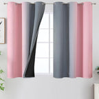 Estelar Textiler Ombre Grey and Pink Blackout Curtains for Bedroom 54 Inch