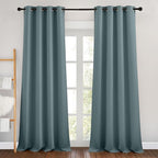 NICETOWN Greyish Blue Curtains 102 inches Long, Grommet Thermal Insulated Solid Blackout Curtains Privacy Window Treatments for Bedroom/Living Room, W46 x L102, 2 Panels