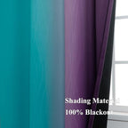 Teal Blackout Curtains 84 Inches Long, Ombre Purple Blackout Curtains for Bedroom, Grommet Thermal Insulated Gradient Drapes, Full Light Blocking Curtains for Kids Room,42x84 Inch, 2 Panels