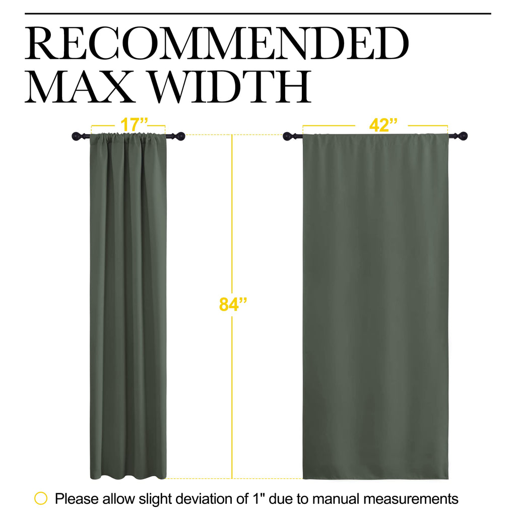 NICETOWN Bedroom Curtains Blackout Draperies - All Season Thermal Insulated Solid Rod Pocket Top Blackout Curtains/Drapes for Kid's Room (Dark Mallard, 1 Pair, 42 x 84 Inch)