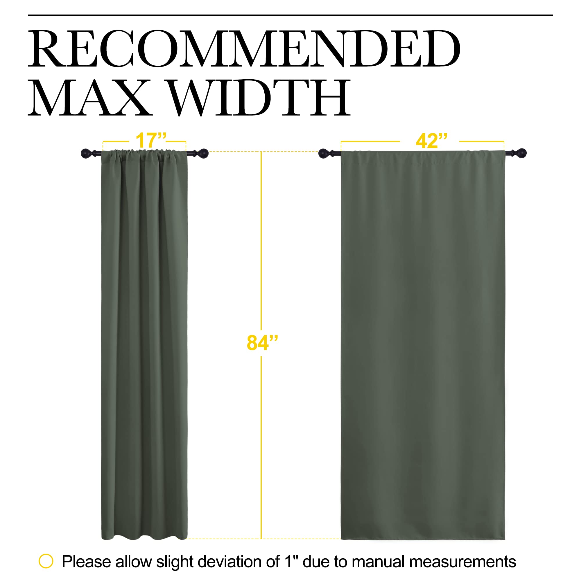 NICETOWN Bedroom Curtains Blackout Draperies - All Season Thermal Insulated Solid Rod Pocket Top Blackout Curtains/Drapes for Kid's Room (Dark Mallard, 1 Pair, 42 x 84 Inch)