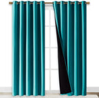 NICETOWN 100% Blackout Window Curtain Panels, Cold and Full Light Blocking Drapes with Black Liner for Nursery, 84" Drop Thermal Insulated Draperies (Peacock Teal, 2 Pieces, 70" Wide Each Panel)