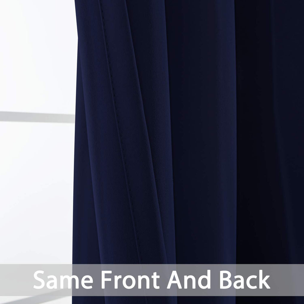 Yakamok Room Darkening Curtains 52x63 inch Length Navy Blue-Living Room