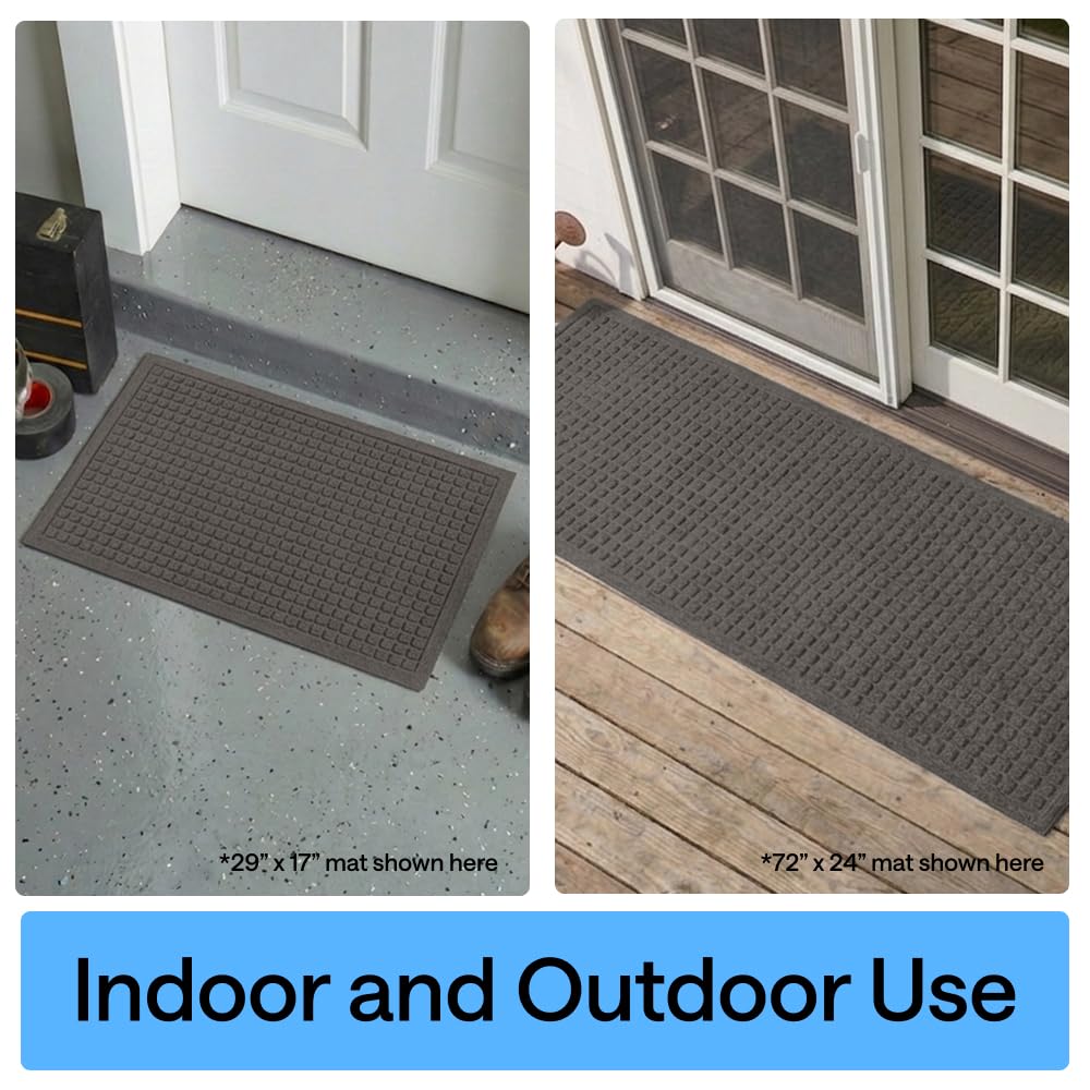 GORILLA GRIP® Ultra Absorbent Front Door Mat Outside Entrance, 72x24, Traps Dirt and Moisture, HydroABSORB Indoor Outdoor Doormat Holds 2.75 Cups Water, Stain and Fade Resistant Welcome Mat, Charcoal