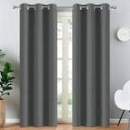 Yakamok Room Darkening Grommet Window Drapes Thermal Insulated Light Blocking Blackout Curtains for Bedroom(Dark Grey,38Wx84L,2 Panels)